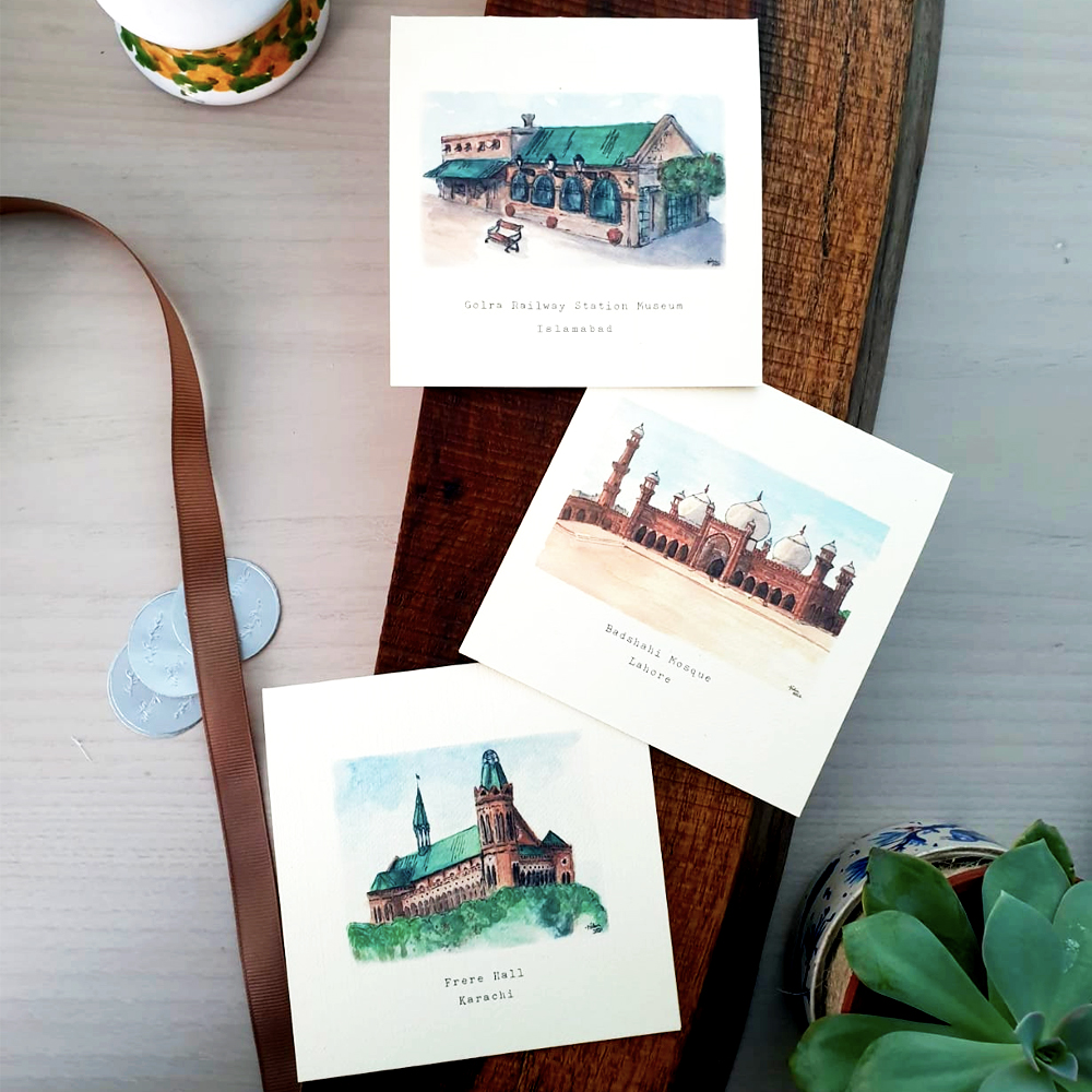 Scenes of Pakistan card set with original art