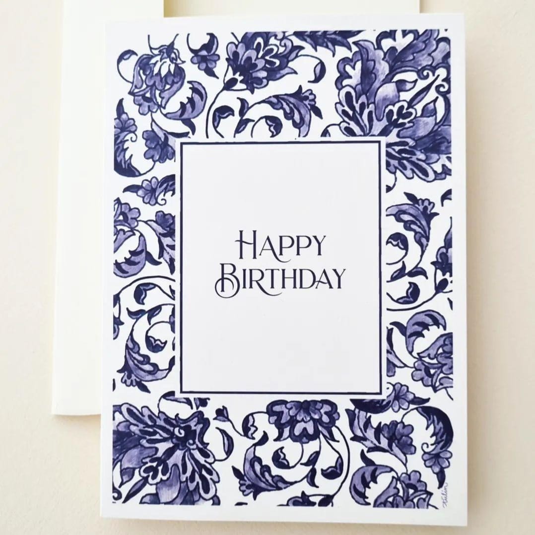 Birthday card with original art